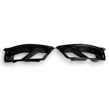 Carbon fiber front bumper vents for BMW G80 M3, G82 M4, and G83 M4 by Palenon Performance, shown installed on the vehicle.
