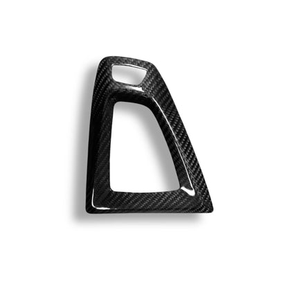 Carbon fiber gear surround trims for BMW F80 M3 and F82/F83 M4, high-quality Palenon Performance interior accessory.