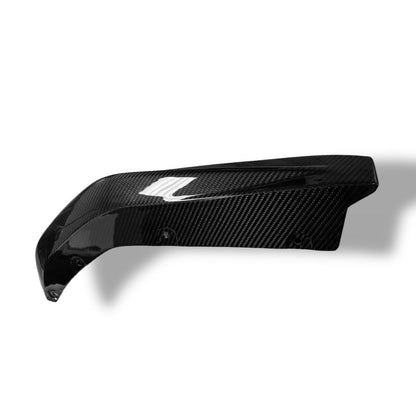 BMW G80 M3 and G82 M4 carbon fiber OEM rear canard splitter flaps by Palenon Performance, showcasing sleek aerodynamic design.