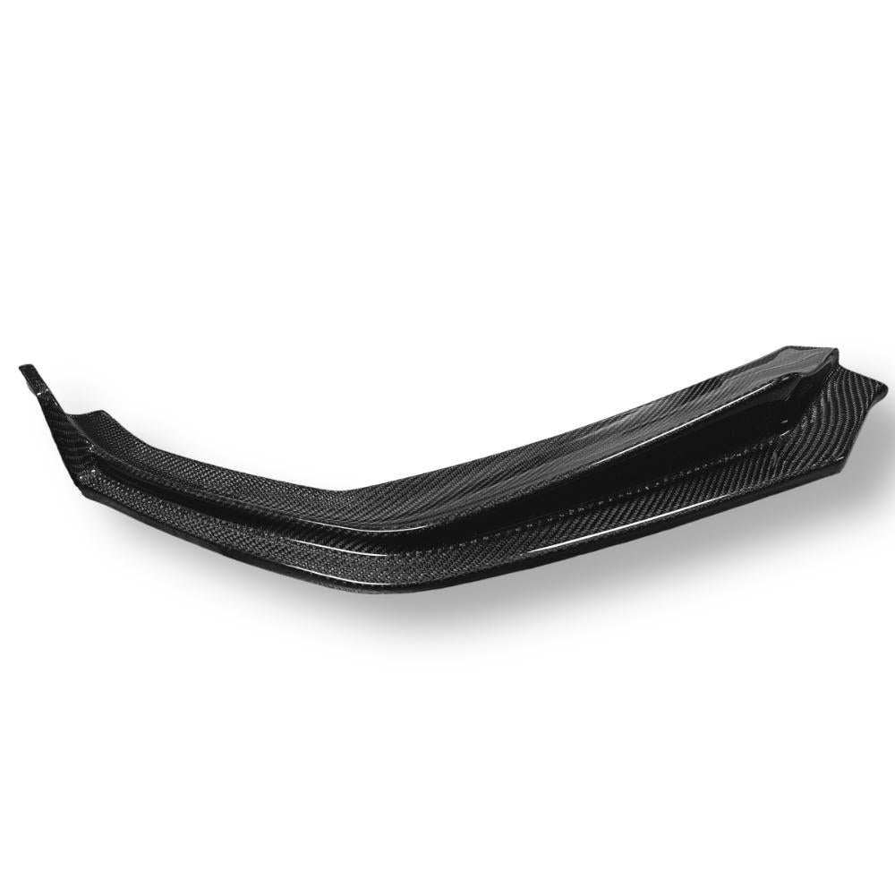 Carbon fiber front lip for BMW G20 330i and M340i by Palenon Performance, showcasing sleek, aerodynamic design on vehicle front.