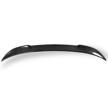 Carbon fiber BMW G20 G80 M3 CS style rear trunk spoiler by Palenon Performance, showcasing sleek aerodynamic design.