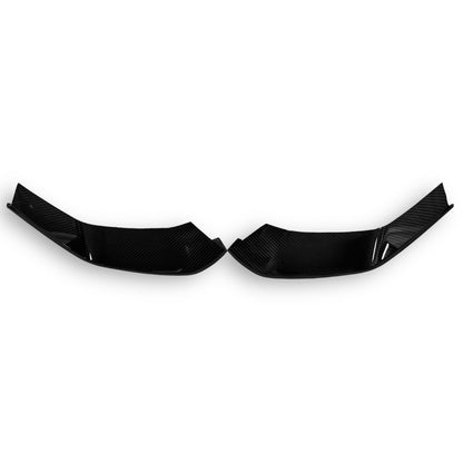 Carbon fiber front lip for BMW F80 M3, F82 M4, and F83 M4 by Palenon Performance, showcasing sleek, aerodynamic design.