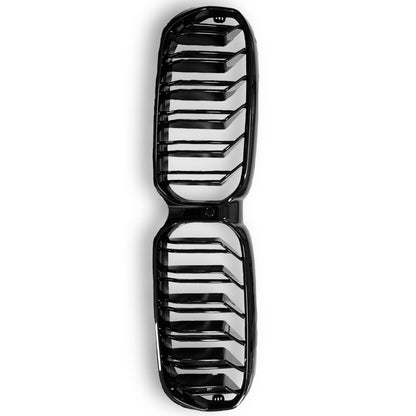 Double slat ABS front grille in carbon fiber for BMW F90 M5 and G30 540i M550i, designed by Palenon Performance.
