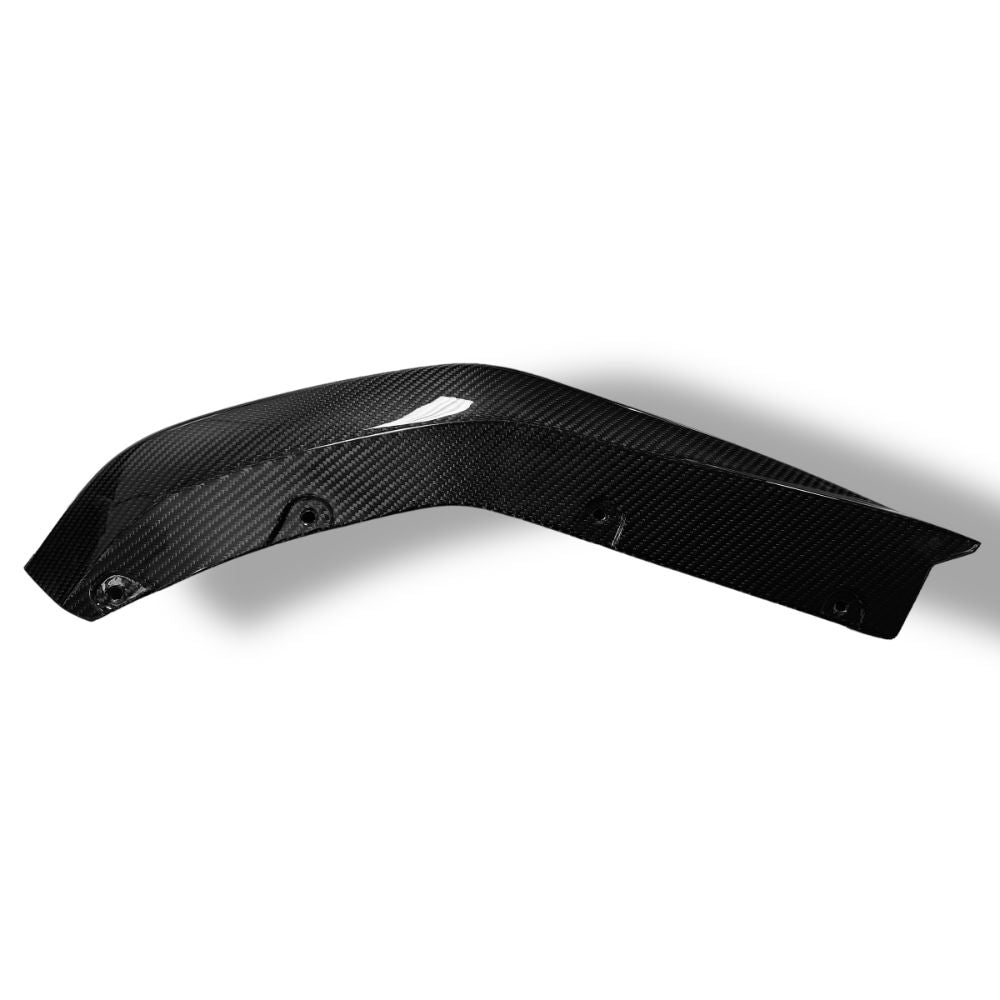 BMW G80 M3 and G82 M4 carbon fiber rear splitter flaps by Palenon Performance, showcasing sleek aerodynamic canard design.