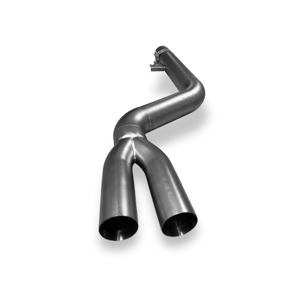 Palenon Performance BMW G22 M440i and G20 M340i catback exhaust system with polished metal finish and dual exhaust tips.
