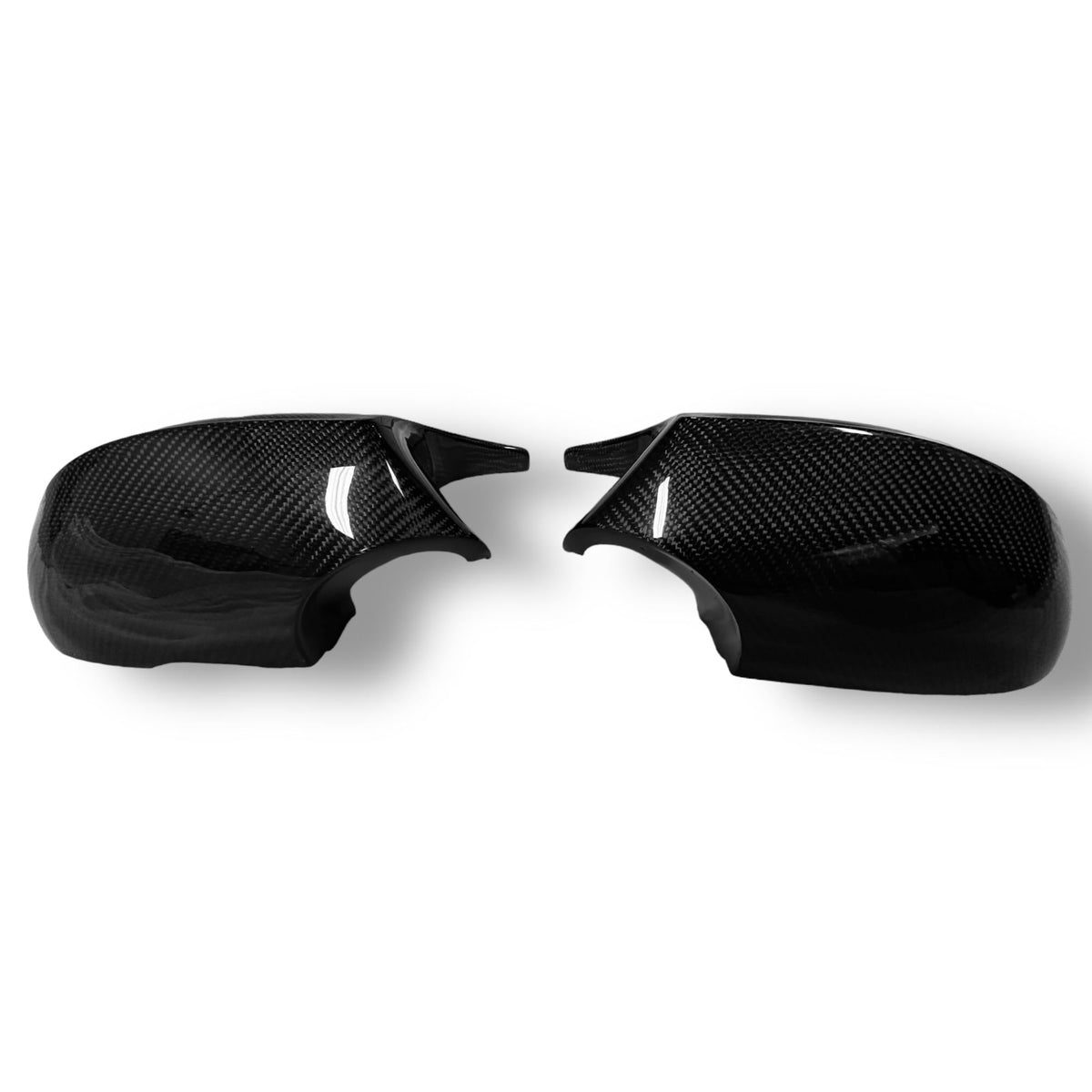Carbon fiber M style mirror caps for BMW E92/E93 328i, 335i, 335is, by Palenon Performance, shown on car side mirrors.