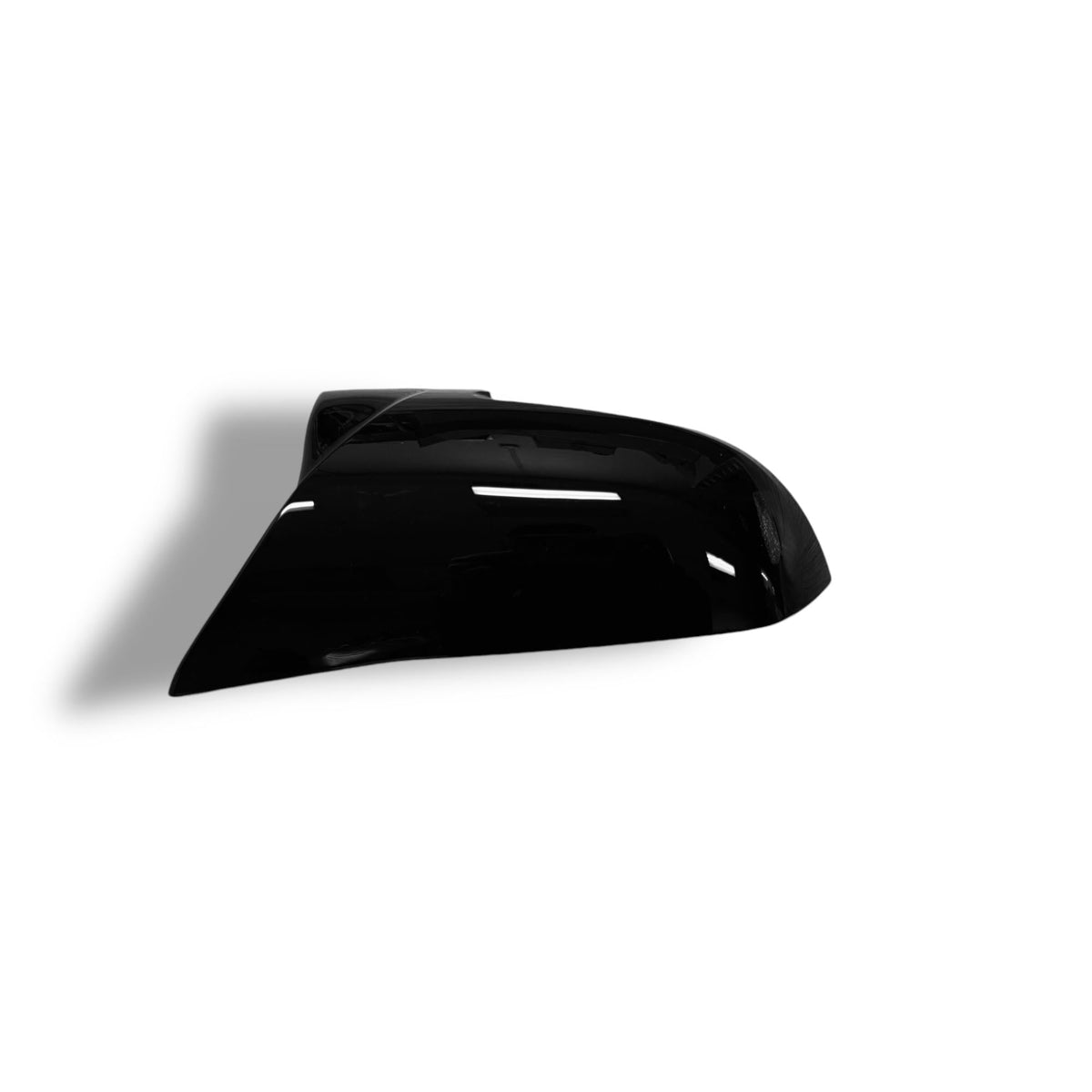 Black ABS BMW mirror cover from Palenon Performance for F2X, F3X, F87 M2, and E84 X1 models, high gloss finish, sleek design.