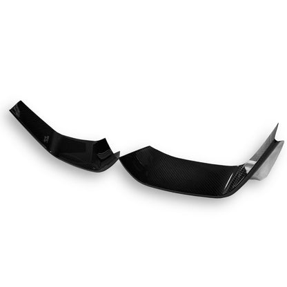 Carbon fiber front lip for BMW F80 M3, F82 M4, and F83 M4 by Palenon Performance, showcasing its sleek, performance-enhancing design.