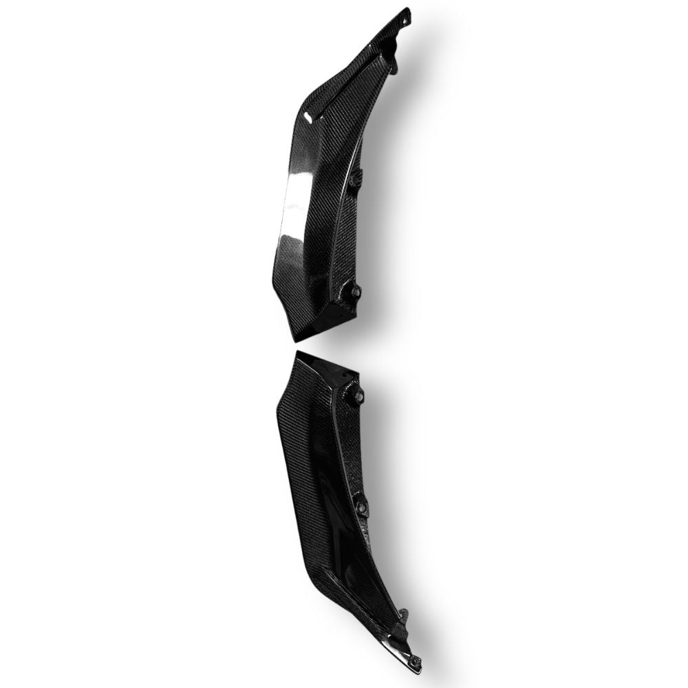 Carbon fiber front lip for BMW G80 M3, G82 M4, G83 M4 by Palenon Performance, showcasing sleek aerodynamic design.