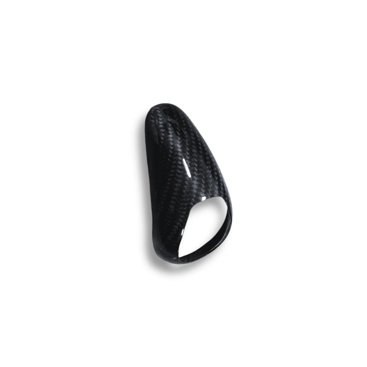 Carbon fiber shift knob cover for BMW F80 M3 and F82/F83 M4 by Palenon Performance, shown on a vehicle gear shift.