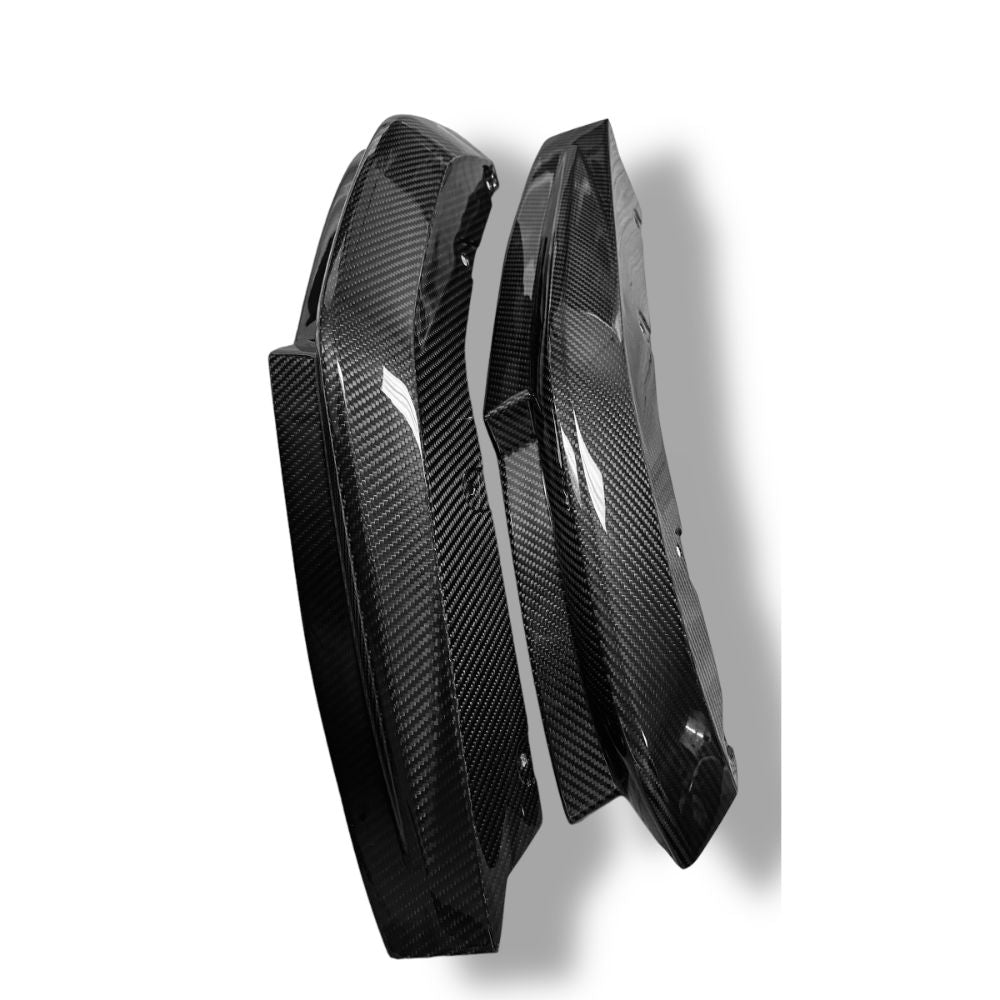 BMW G80 M3 and G82/G83 M4 carbon fiber rear canard splitter flaps by Palenon Performance, showcasing aerodynamic splitters.