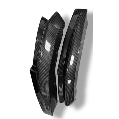 BMW G80 M3 and G82 M4 carbon fiber rear canard splitter flaps by Palenon Performance, showcasing sleek aerodynamic design.