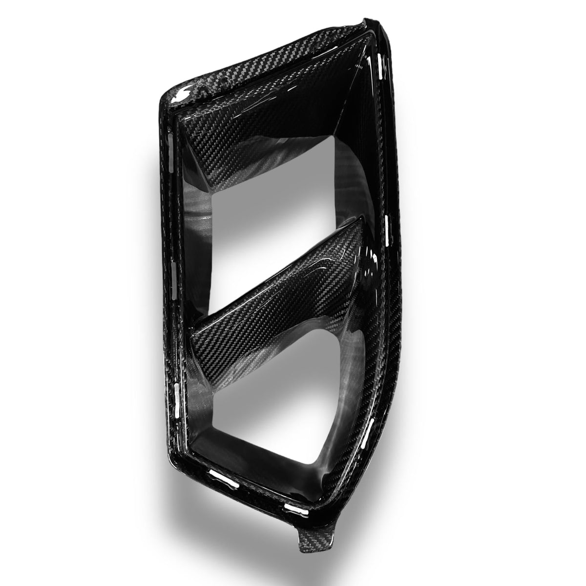 Carbon fiber front bumper vents for BMW G80 M3, G82 M4, G83 M4 by Palenon Performance, showcasing sleek vehicle styling details.