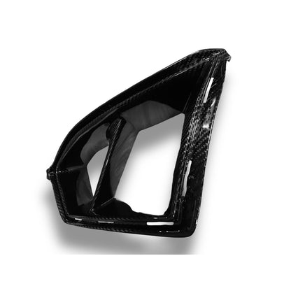 Carbon fiber front bumper vents for BMW G80 M3, G82 M4, and G83 M4 by Palenon Performance, showcasing sleek automotive design.