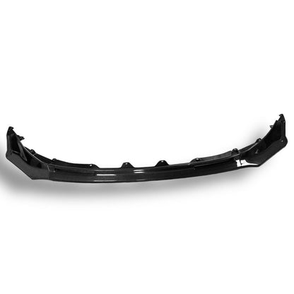 Carbon fiber V Style front lip for BMW G80 M3, G82 M4, G83 M4 by Palenon Performance, shown on a sleek car.