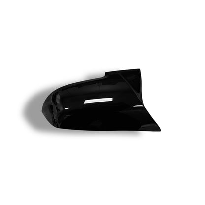 Black ABS BMW mirror cover by Palenon Performance for F2X, F3X, F87 M2, and E84 X1 models, high gloss finish.