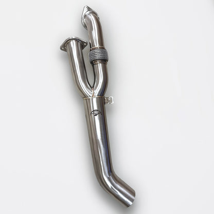 Palenon Performance S58 exhaust mid pipe for BMW G80 M3, G83 M4, G82 M4 with visible metal construction and connection points