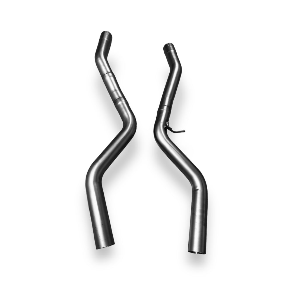Palenon Performance B58 BMW G22 M440i and G20 M340i catback exhaust system with chrome tips and sleek metal finish.