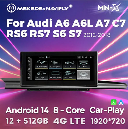 MNX 10.25" Touchscreen Upgrade for Audi A6 S6 A7 S7 C7 C7.5 2012-2018 with Android 14