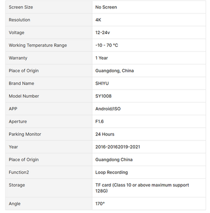 Bayern Automotive OEM - Fit Hidden 4K Dash Camera with Plug & Play Harness