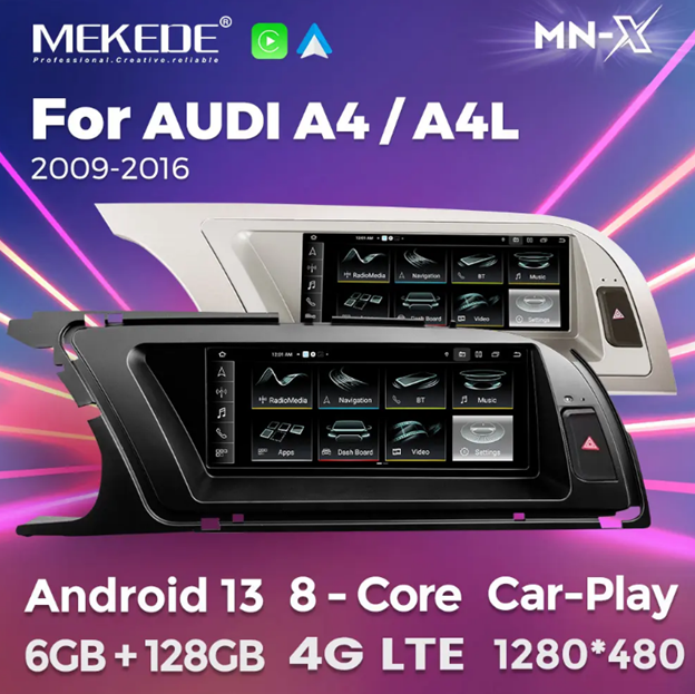 MNX 8.8" Touchscreen Upgrade for Audi A4 2009-2016 features Android/CarPlay Multimedia