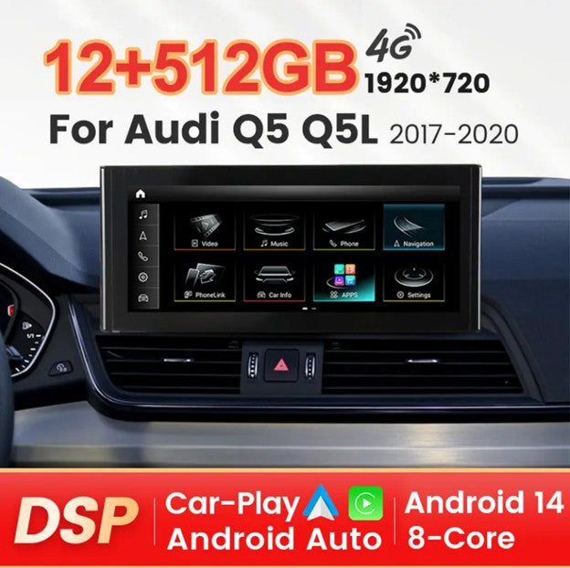 MNX Upgrade Touchscreens for Audi Q5 2017-2020 features Android/CarPlay 10.25 and 12.5" Multimedia Touchscreens