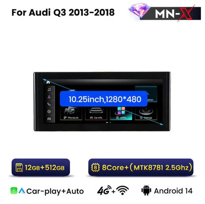 MNX Upgrade Touchscreen for Audi Q3 2013-2019 10.25 and 12.5-Inch with Android 14
