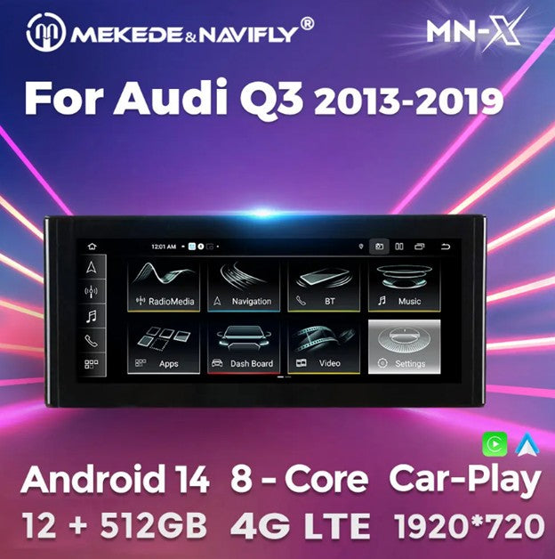MNX Upgrade Touchscreen for Audi Q3 2013-2019 10.25 and 12.5-Inch with Android 14