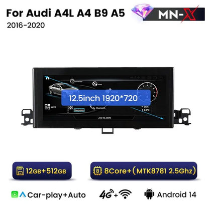 MNX Upograde Touchscreens for Audi A4 S4 A5 S5 B9 2016-2020 features Android/CarPlay 10.25 and 12.5" Multimedia Touchscreen