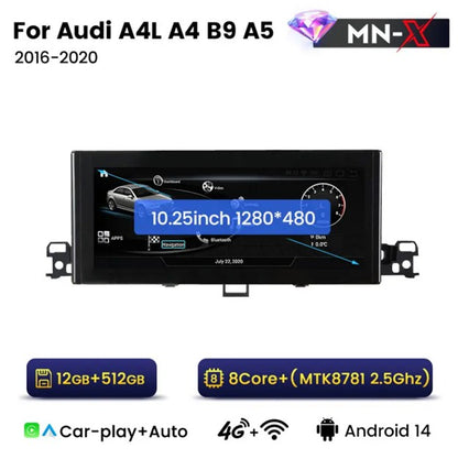 MNX Upograde Touchscreens for Audi A4 S4 A5 S5 B9 2016-2020 features Android/CarPlay 10.25 and 12.5" Multimedia Touchscreen
