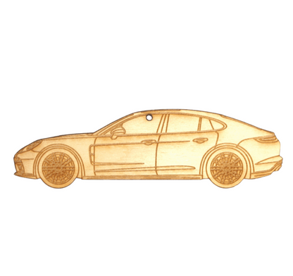 ZSPEC Laser-Engraved Birch Ornament, Style: Porsche Panamerica, ~5-inch Wide