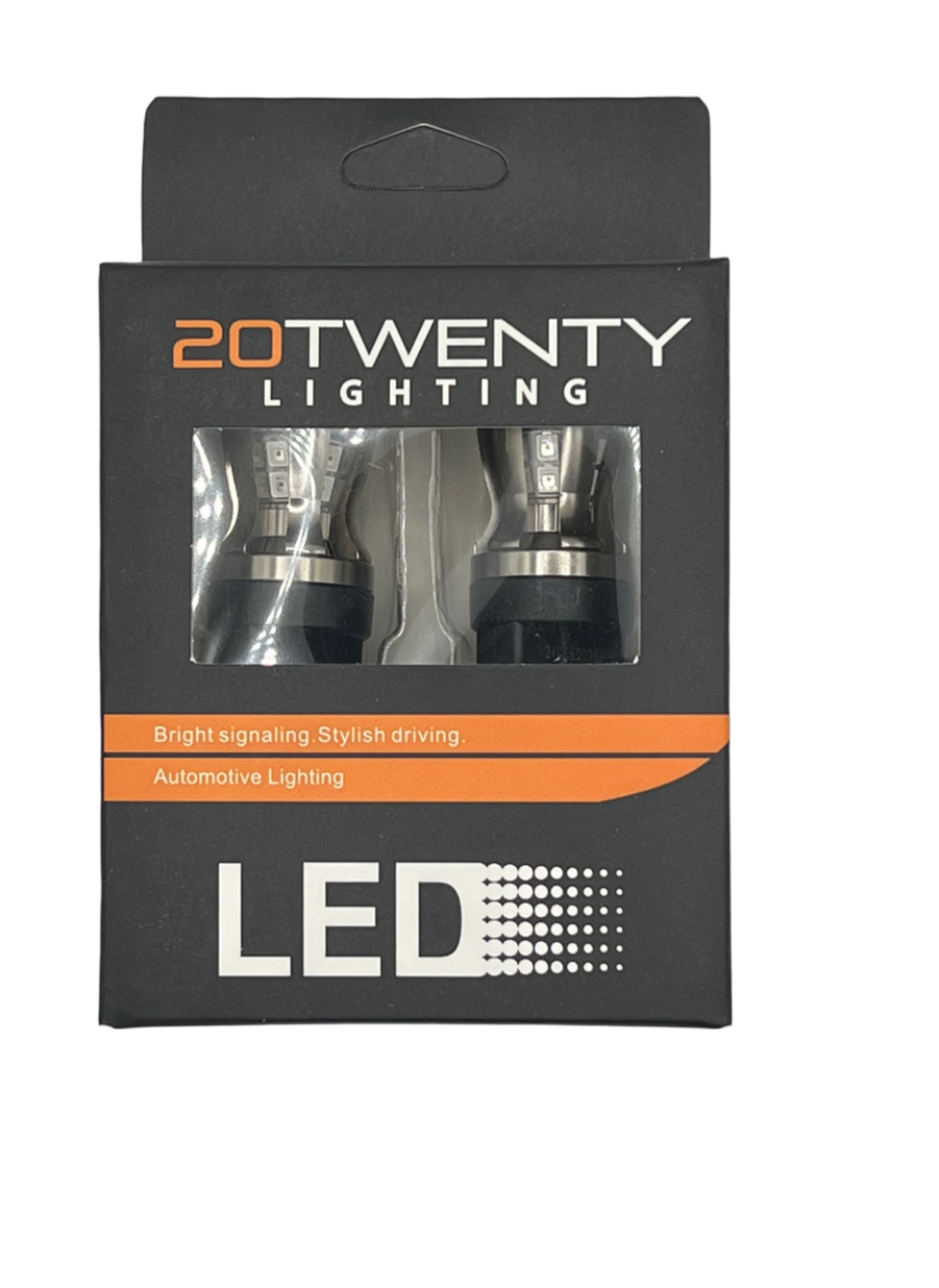 Packaging of 20Twenty Lighting LED automotive parts on a white background