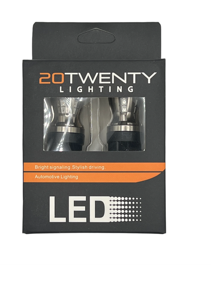Packaging of 20Twenty Lighting LED automotive parts on a white background