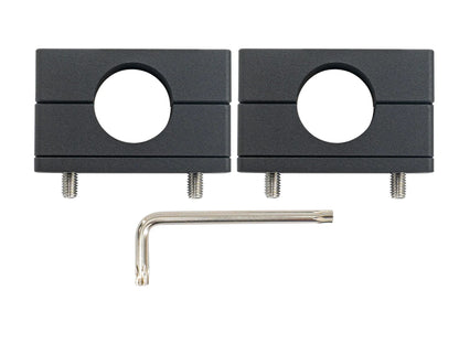 Pair of GoWesty Billet Crossbar Mounts for Vanagon Westfalia roof racks, shown installed on vehicle roof.