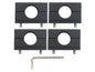 Pair of GoWesty Billet Crossbar Mounts for Vanagon Westfalia roof racks, shown in black with mounting hardware.