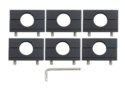 Pair of GoWesty Billet Crossbar Mounts for Vanagon Westfalia roof racks, shown mounted on vehicle roof with crossbars.