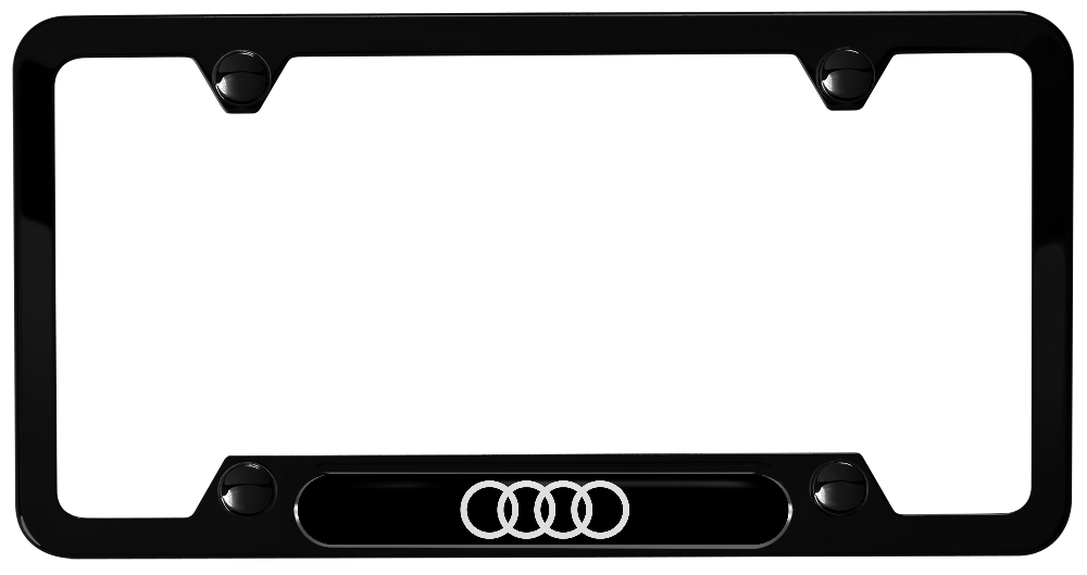 DAS MOTOR HAUS Black Aluminum Audi Rings Logo License Plate Frames 2-PAK