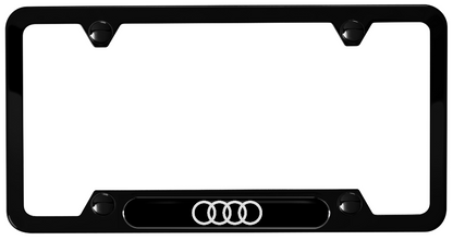 DAS MOTOR HAUS Black Aluminum Audi Rings Logo License Plate Frames 2-PAK