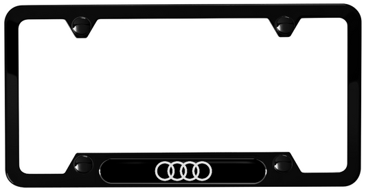 DAS MOTOR HAUS Black Aluminum Audi Rings Logo License Plate Frames 2-PAK