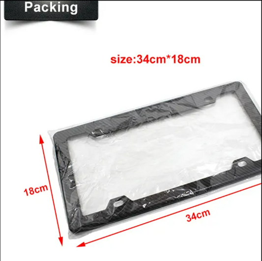 DAS MOTOR HAUS Carbon Fiber Style Aluminum Audi Rings Logo License Plate Frame 2-PAK