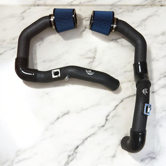 Palenon Performance S55 front mount air intake installed in BMW F87 M2, F80 M3, F82 M4, and F83 M4 engine bay.