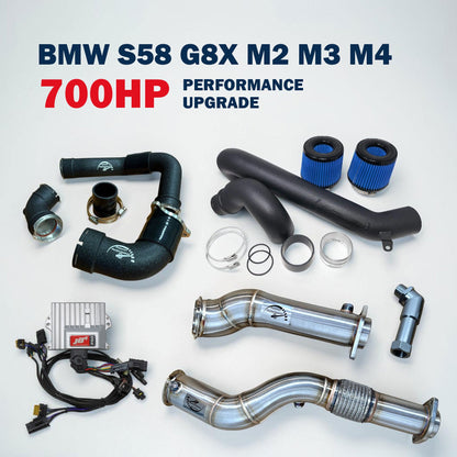 700HP performance upgrade package for BMW S58 G80 M3, G82 M4, and G87 M2 by Palenon Performance, featuring high-performance components.