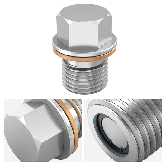 K2 Industries stainless steel magnetic differential drain plug for VW Golf, Passat, Tiguan, Audi A3, A4, A5, A6, TT, M10x1.0, 2000-2017
