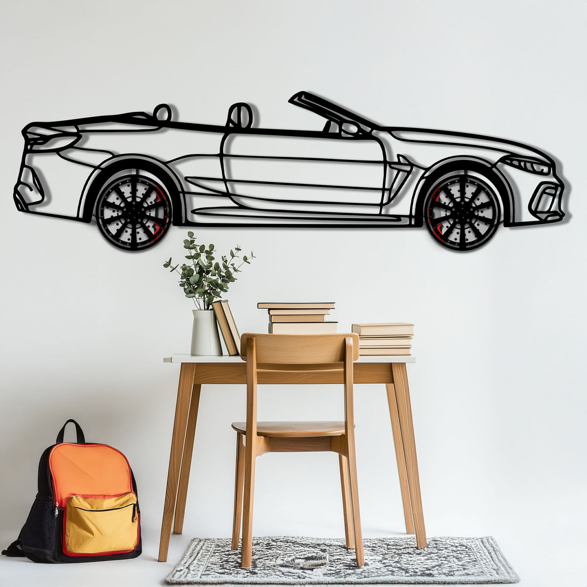 BMW M8 Competition Metal Car Wall Art with Rotating Wheels - M Power Luxury Silhouette - Interactive Automotive Wall Art - KAFMEKA109