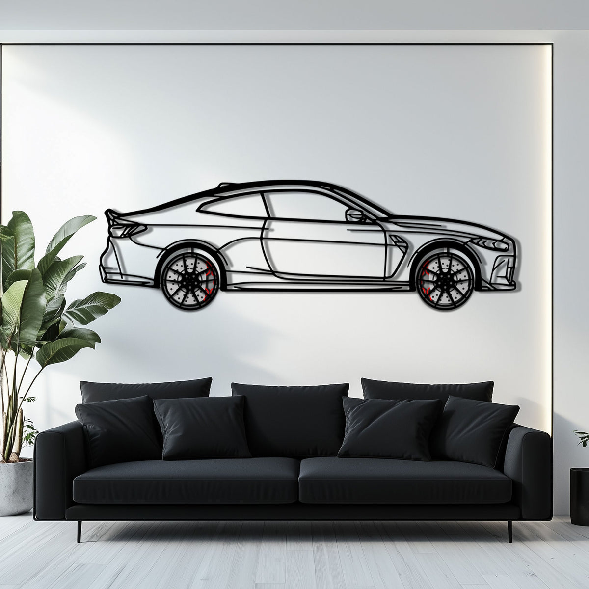 BMW M4 CSL Metal Car Wall Art with Rotating Wheels - Limited Edition G82 Silhouette - Interactive Automotive Wall Art - KAFMEKA108