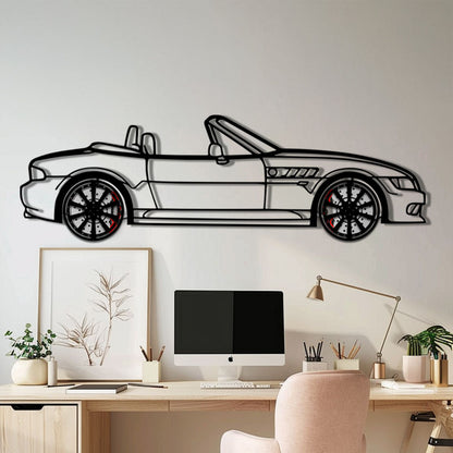 BMW Z3 Metal Car Wall Art with Rotating Wheels - Classic Roadster Silhouette Decor - Interactive Automotive Wall Art - KAFMEKA112