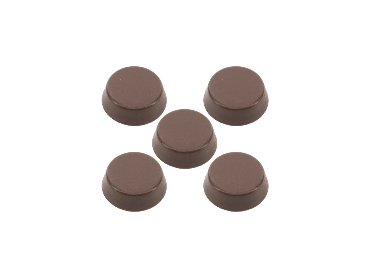 Set of five brown interior screw caps for Vanagon by GoWesty, shown in a close-up image.