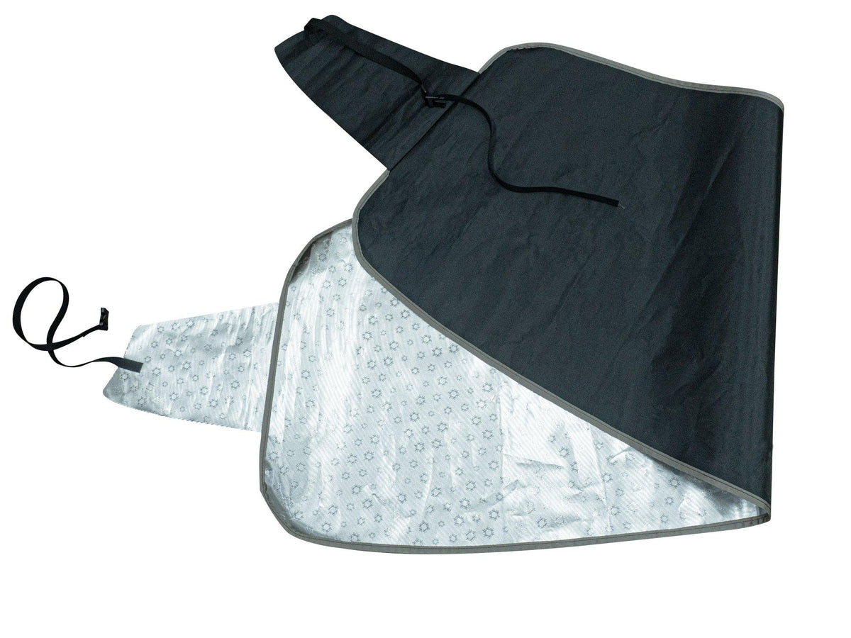 GoWesty Snow & Sun Shade window cover for bus, providing insulation and sun protection for bus windows.