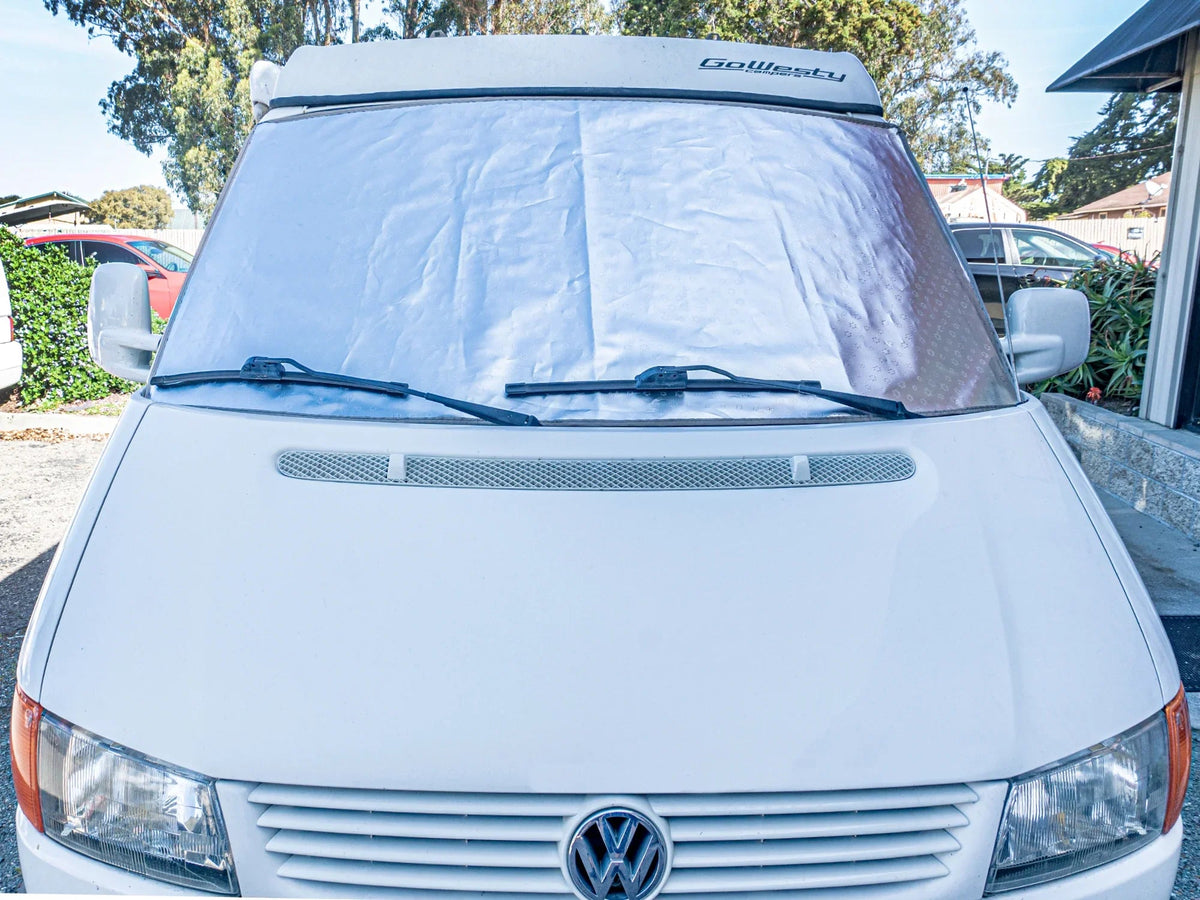 GoWesty Snow & Sun Shade window cover for Eurovan, provides sun and snow protection for vehicle windows.