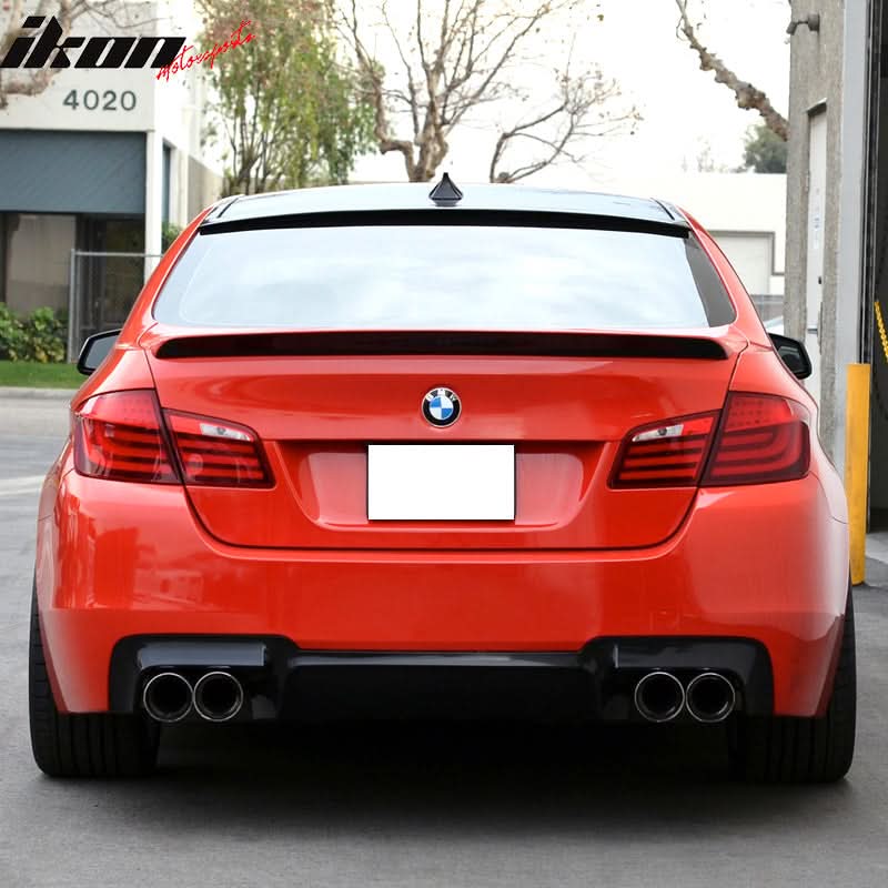 BMW 5-Series F10 2011-2016 roof spoiler wing by K2 Industries, 3D CF design, installed on the vehicle's rear roof area.